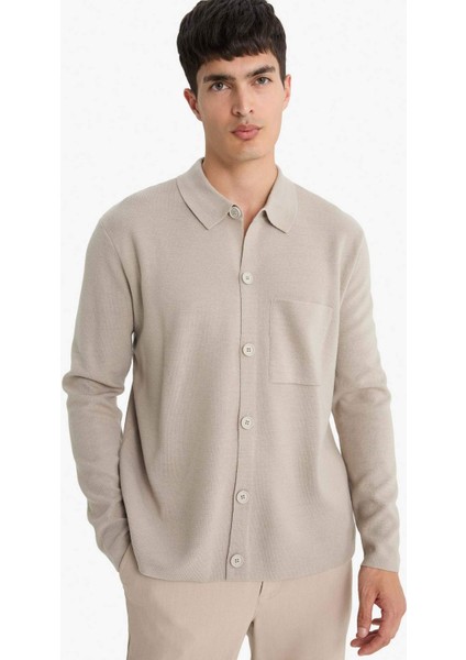 Standart Fit Polo Yaka Düğmeli Ön Cep Detaylı Triko Hırka F3720AX25WN