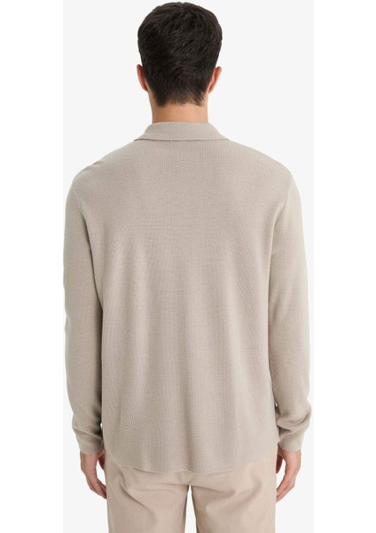 Standart Fit Polo Yaka Düğmeli Ön Cep Detaylı Triko Hırka F3720AX25WN