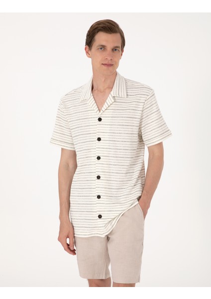 Erkek Bej Regular Fit Örme Gömlek 50303892-VR011