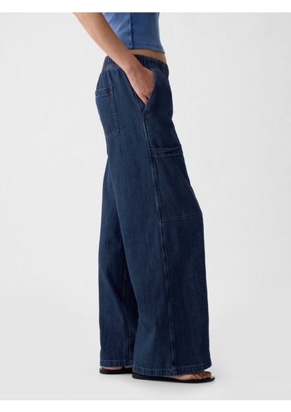 Kadın Koyu Mavi High Rise Utility Easy Jean Pantolon