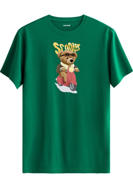 Scooter Ayıcık Baskılı Uniseks Tişört - %100 Pamuk Premium Kumaş Regular Tasarım T-Shirt