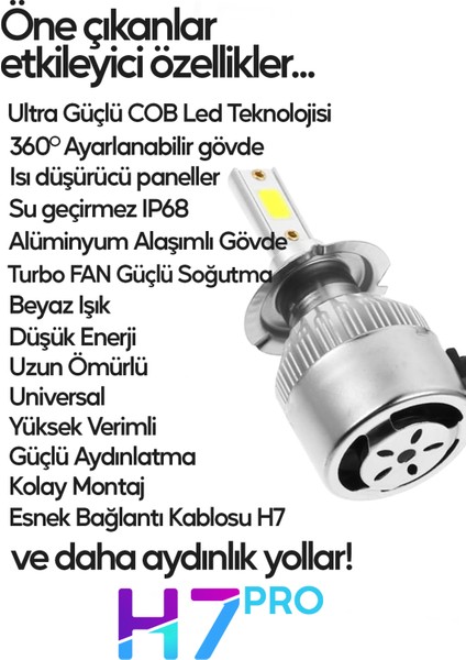 H7 Beyaz LED Araba Far Ampülü 36W Turbo Yeni Seri Süper Güçlü Cob LED Far Ampül modelleri