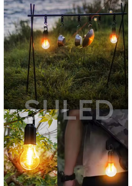 Solar Şarjlı Taşınabilir LED Ampül V2 Outdoor Kamp Bahçe Lambası 10W Askılı Kırılmaz LED Işık indirimleri