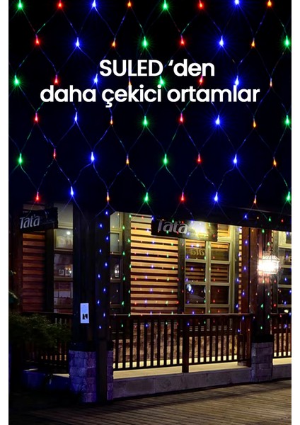 Rgb Süsleme Işığı 2 x 2 m 220 V 8 Modlu Renkli Ağ LED Işık 132 LED İç ve Dış Mekan fiyatları