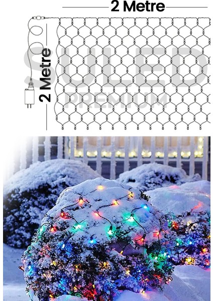 Rgb Süsleme Işığı 2 x 2 m 220 V 8 Modlu Renkli Ağ LED Işık 132 LED İç ve Dış Mekan fırsatları