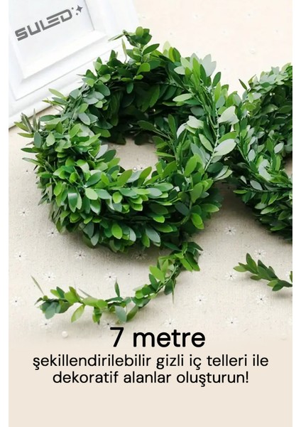 Yapay Çiçek 7 Metre Dekoratif Tel Sarmaşık Yeşil Yapraklı Taç Çiçek fiyatları