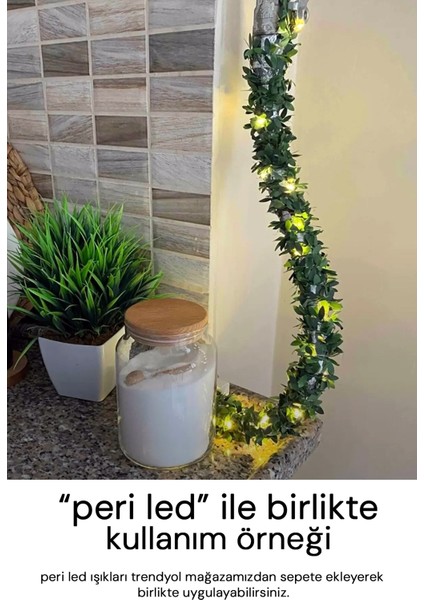 Yapay Çiçek 7 Metre Dekoratif Tel Sarmaşık Yeşil Yapraklı Taç Çiçek