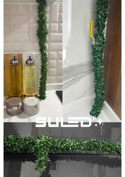 Yapay Çiçek 7 Metre Dekoratif Tel Sarmaşık Yeşil Yapraklı Taç Çiçek