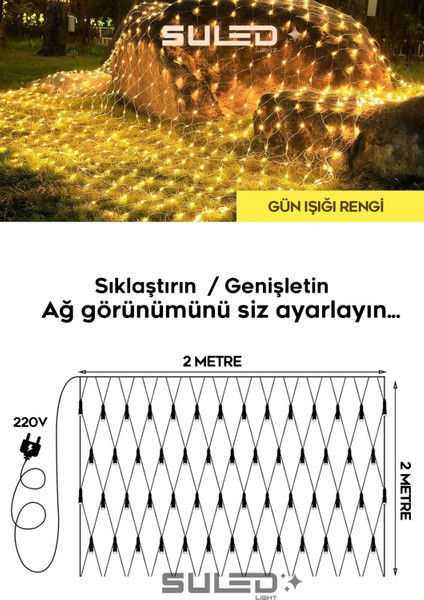 2 x 2 m Ağ LED Işık Gün Işığı 220 V Fişli Dekoratif LED Işık İç & Dış Mekan Süsleme Parti Ambiyans fırsatları