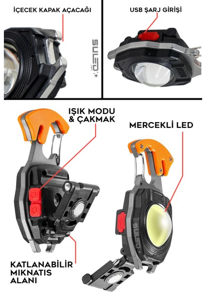 Kamp Plus Multi Fonksiyonel Fener Çok Amaçlı Şarjlı LED Işık - Acil Durum Kit