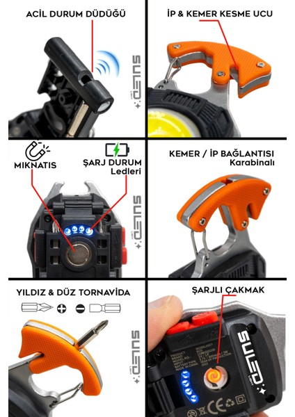 Kamp Plus Multi Fonksiyonel Fener Çok Amaçlı Şarjlı LED Işık - Acil Durum Kit