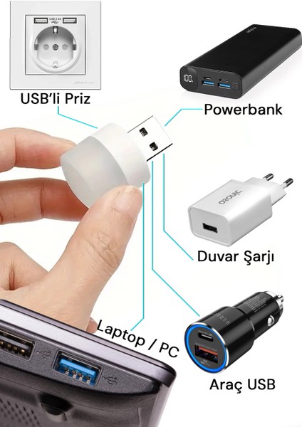 Minilight 6 Adet USB Soft Işık 1W Beyaz Renk Taşınabilir 6'lı LED Işık fiyatları