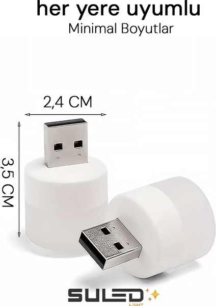 Minilight 6 Adet USB Soft Işık 1W Beyaz Renk Taşınabilir 6'lı LED Işık modelleri