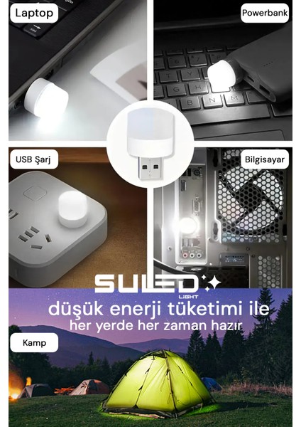 Minilight 6 Adet USB Soft Işık 1W Beyaz Renk Taşınabilir 6'lı LED Işık