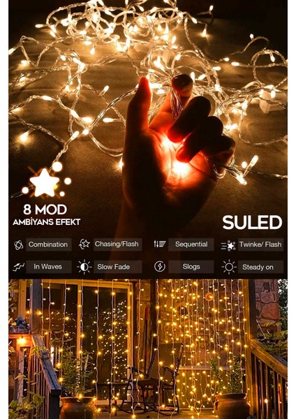 Perde LED Işık 144 Ledli 2 x 2 m 220 V Fişli İç ve Dış Mekan Ambiyans Süsleme ve Dekor LED Işık indirimleri