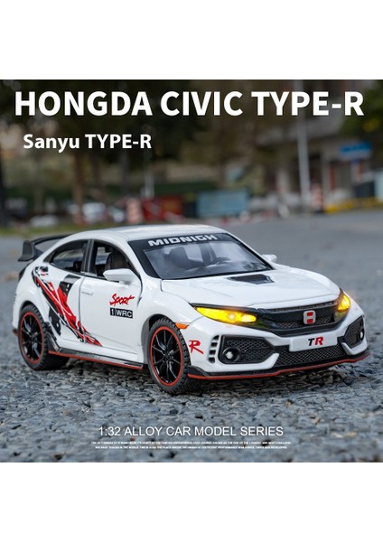 1/32 Honda Civic Type-R Süper Modifiye Spor Araba Alaşım Metal Pres Döküm Model Araba Kapalı Yüksek Simülasyon Süs Ses ve Işık Hediye (Yurt Dışından) modelleri