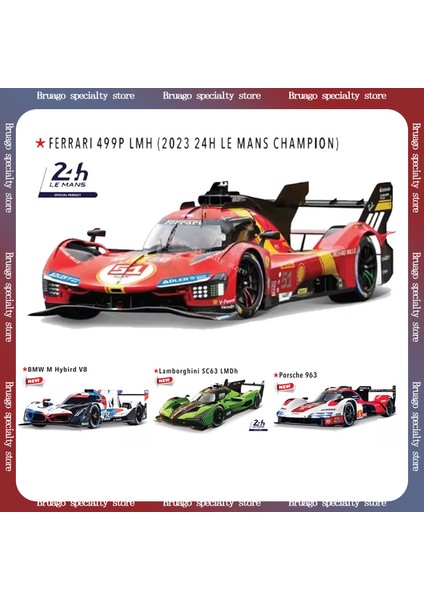 Bburago 1:43 Ferrari 499 P Tozluk 24 Saat Le Mans Ralli Şampiyonu Porsche 963 Bmw M Hybird V8 Lamborghini SC63 Alaşım Araba Modeli Oyuncak (Yurt Dışından) fiyatları