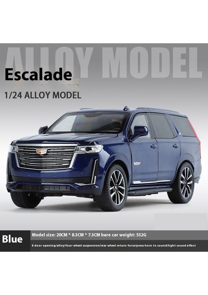 1:24 Cadillac Escalade Suv Alaşım Araba Döküm Metal Modeli Ses ve Işık Masaüstü Koleksiyonu Dekoratif Hediye Boys Ekran Süsleme (Yurt Dışından)