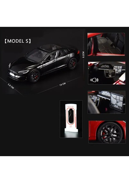 1:24 Tesla Roadster Modelı Y Model 3 Tesla Model S Alaşım Oyuncak Araba Ses Işığı Çocuk Oyuncağı Koleksiyon Doğum Günü Hediyesi (Yurt Dışından)