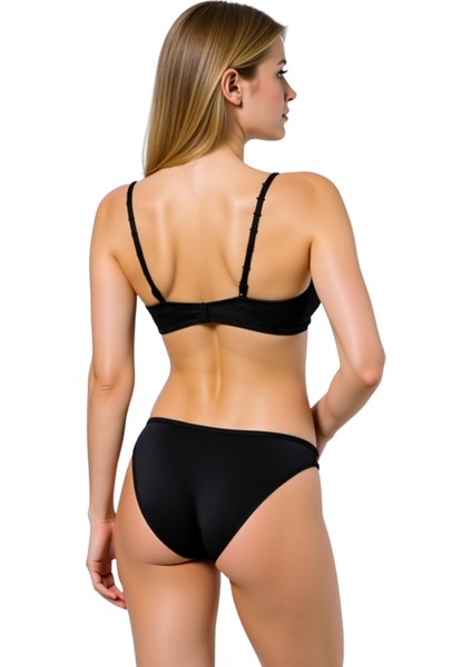 Brode Kaplı Silikonlu Push-Up Sütyen-Külot Takım Siyah fiyatları