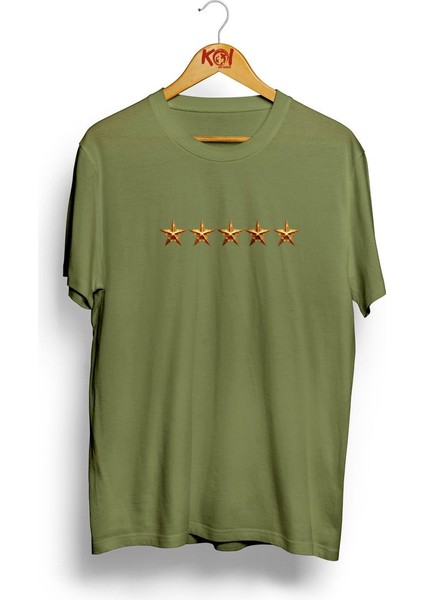 Beş Yıldız / Erkek Haki Yeşil Renk T-Shirt / %100 Pamuk Premium Quality / Regular Fit