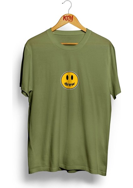 Drew / Erkek Haki Yeşil Renk T-Shirt / %100 Pamuk Premium Quality / Regular Fit
