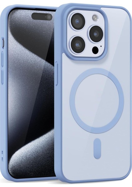 iPhone 15 Pro Uyumlu Kenarları Renkli Şeffaf Magsafe Kılıf