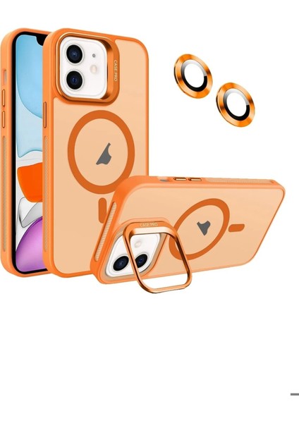 Apple Iphone 11 Uyumlu Kılıf Standlı Mat Magsafe Metal Tuşlu Kamera Lens Hediyeli Nevada Case
