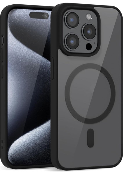 iPhone 15 Pro Uyumlu Kenarları Renkli Şeffaf Magsafe Kılıf