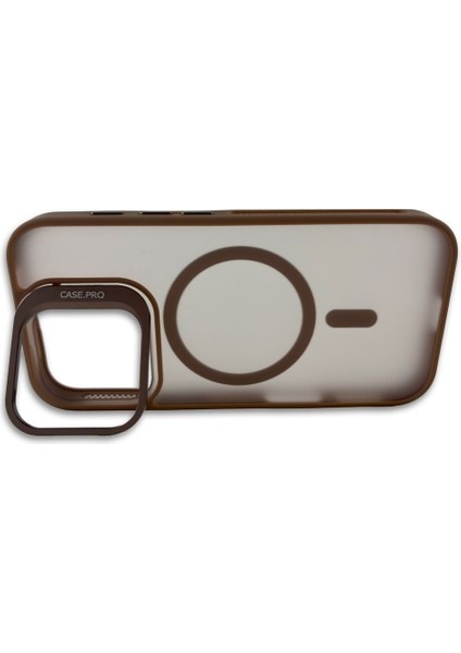 Apple Iphone 11 Uyumlu Kılıf Standlı Mat Magsafe Metal Tuşlu Kamera Lens Hediyeli Nevada Case