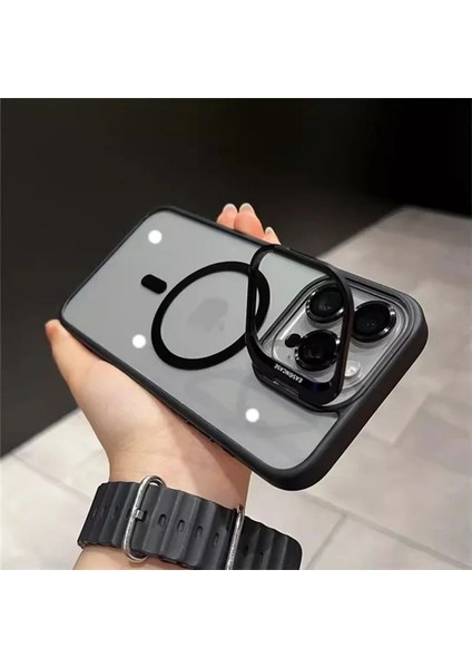 iPhone 15 Pro Uyumlu Kenarları Renkli Stand Magsafe Kılıf