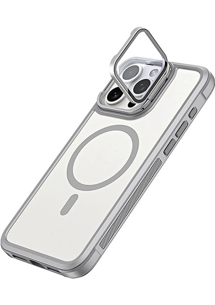 iPhone 14 Pro Uyumlu Standlı Kamera Kısmı Cam Korumalı Arkası Mat Magsafe Özellikli Renkli Kılıf