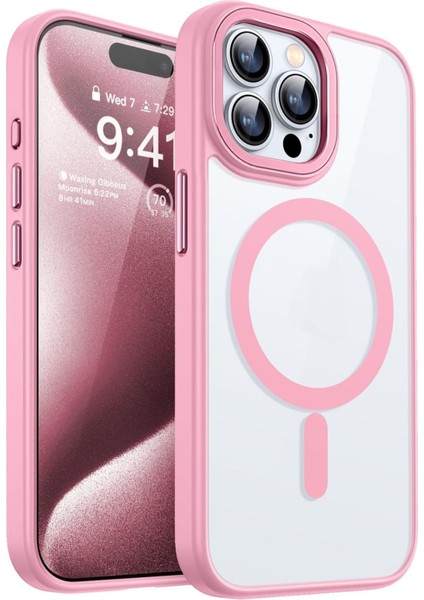 iPhone 15 Pro Uyumlu Kamera Çıkıntılı Şarj Destekli Kenarı Renkli Hassas Butonlu Magsafe Kılıf