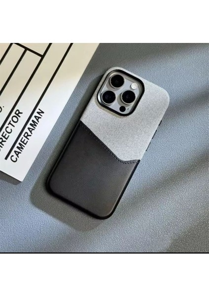 iPhone 16 Pro Max Uyumlu Kumaş ve Deri Karışımı Kartlıklı Metal Kamera Detaylı Sahra Kılıf indirimleri