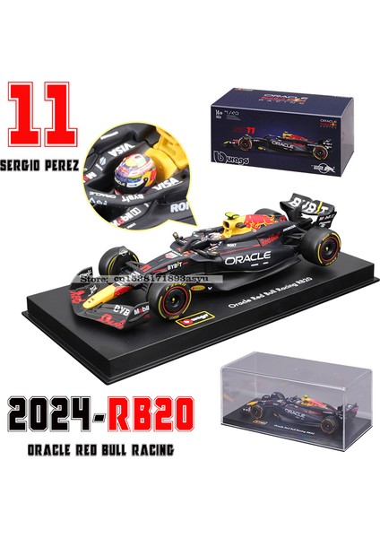 Bburago 1:43 2024 RB20 F1 Red Bull Racing Tag Heuer 2023 RB19 Miami # 1. Verstappen # 11'li Perez Alaşım Araba Döküm Model Oyuncak (Yurt Dışından)