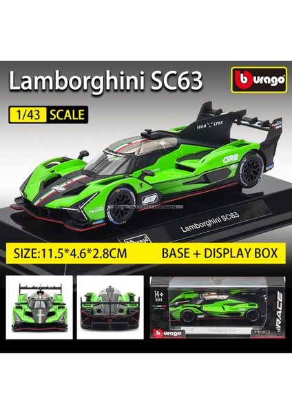 Bburago 1:43 Lamborghini SC63 Lmdh Porsche 963 Romeo Yarış Modeli Simülasyon Araba Modeli Alaşım Araba Oyuncak Erkek Koleksiyonu Hediye (Yurt Dışından) fırsatları