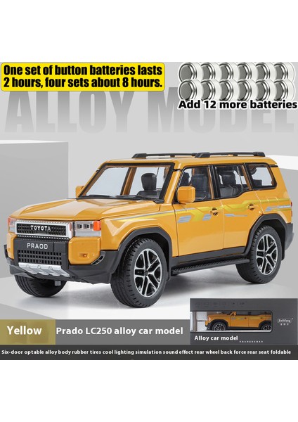 1:24 Toyota Land Cruiser Prado 2025 Off Road Araç Alaşım Pres Döküm Model Araba Ses ve Işık Hobi Koleksiyon Çocuklar Için Hediyeler (Yurt Dışından)