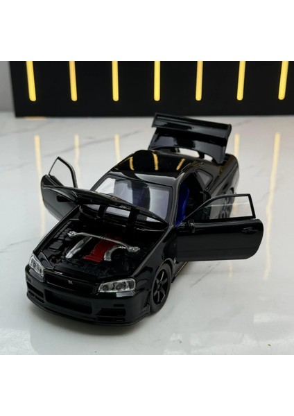 1:32 Nissan Skyline Gtr R34 Alaşım Ölçekli Model Araba Döküm Metal Araç Ses ve Işık Koleksiyon Çocuk Oyuncağı Hediyeler (Yurt Dışından) fiyatları