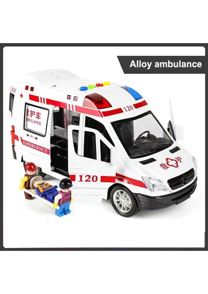 1:24 Alaşım Ambulans Modeli Simülasyon Geri Çekilebilir Ses ve Işık Döküm Alaşım Araba Oyuncak Seti Çocuk Doğum Günü Hediyesi (Yurt Dışından)