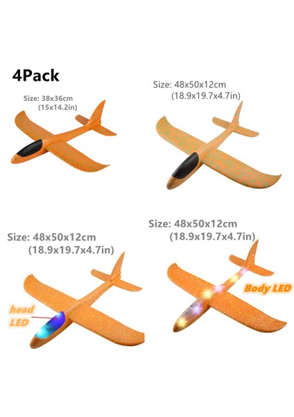 Paket 50CM Köpük Uçak Kitleri Uçan Planör Oyuncak LED Işık ile El Atmak Uçak Setleri Açık Oyun Uçak Modeli Oyuncaklar Çocuklar Için (Yurt Dışından)