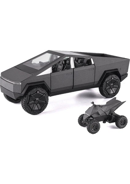 1:24 Cybertruck Modeli Gümüş Kamyonet Döküm Metal Oyuncak Arabalar Ses ve Işık ile Çocuklar Için Yaş 3 Yıl (Yurt Dışından)