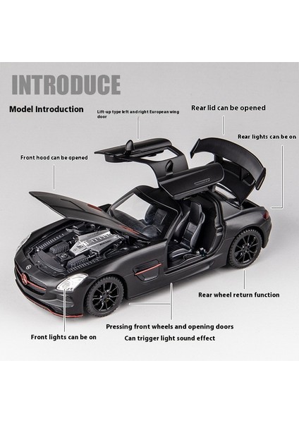 1:32 Mercedes Benz Sls Amg Süper Spor Araba Alaşım Pres Döküm Model Araba Ses ve Işık Çocuk Çocuk Oyuncağı Hediye Çocuk Toplama Hobi (Yurt Dışından) modelleri