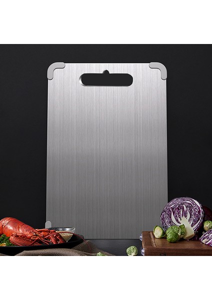 Mutfak Kesme Tahtası / Kaymaz Silikon Köşe Koruyucu Paslanmaz Çelik Kesme Tahtası, Doğrama Tahtası, Hamur Yoğurma Tahtası 290MM x 200MM x 1.5mm (Yurt Dışından) modelleri