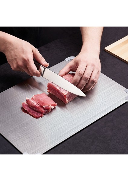 Mutfak Kesme Tahtası / Kaymaz Silikon Köşe Koruyucu Paslanmaz Çelik Kesme Tahtası, Doğrama Tahtası, Hamur Yoğurma Tahtası 290MM x 200MM x 1.5mm (Yurt Dışından) indirimleri