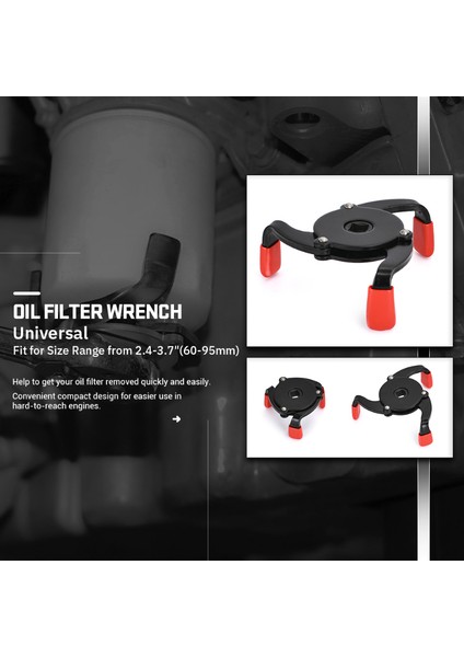 Yüksek Kaliteli Evrensel 3 Çene 3/8 "araba Ayarlanabilir Yağ Filtresi Sökücü Anahtarı Aracı 60MM Ila 95MM 2.4" Ila 3.7" Oto Aksesuarları (Yurt Dışından) fiyatları