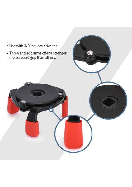 Yüksek Kaliteli Evrensel 3 Çene 3/8 "araba Ayarlanabilir Yağ Filtresi Sökücü Anahtarı Aracı 60MM Ila 95MM 2.4" Ila 3.7" Oto Aksesuarları (Yurt Dışından) modelleri