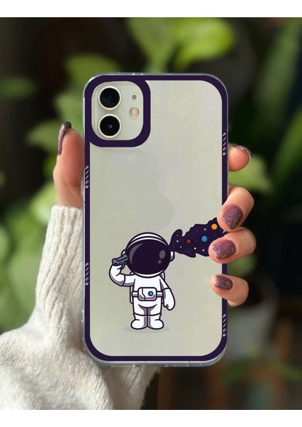 Iphone 11 Uyumlu Cute Astronot Imza Şeffaf Telefon Kılıfı