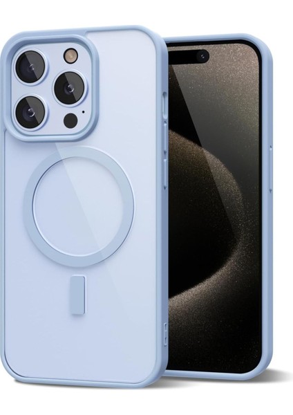 iPhone 15 Pro Uyumlu Kamera Çıkıntılı Şarj Destekli Kenarı Renkli Hassas Butonlu Magsafe Kılıf
