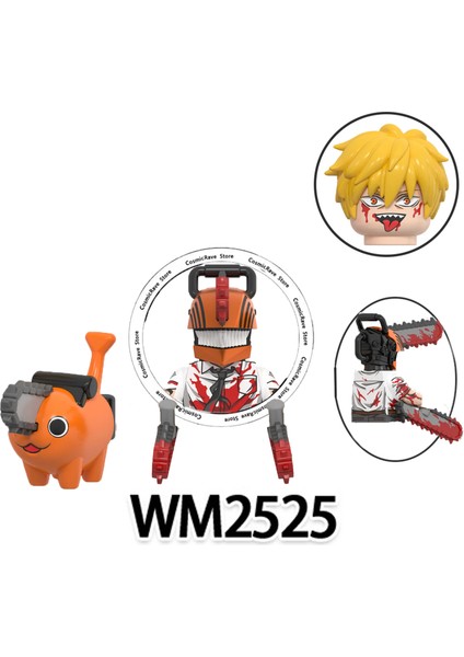 Testere Adam Denji ve Pochita Yapı Taşları Model Seti - Katana ile Mafsallı Anime Figürü Stem Koleksiyonluk WM6159/KT1067 (Yurt Dışından)
