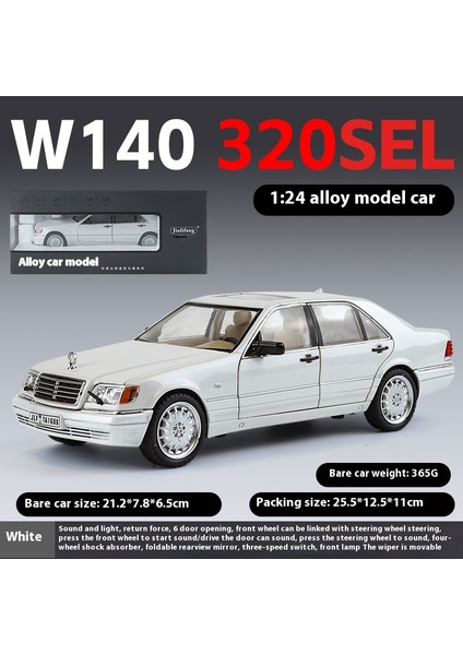 1:24 Mercedes Benz W140 320SEL Klasik Limuzin Alaşım Döküm Model Araba Toplama Hobiler Masaüstü Dekorasyon Arkadaş Için Hediyeler (Yurt Dışından)